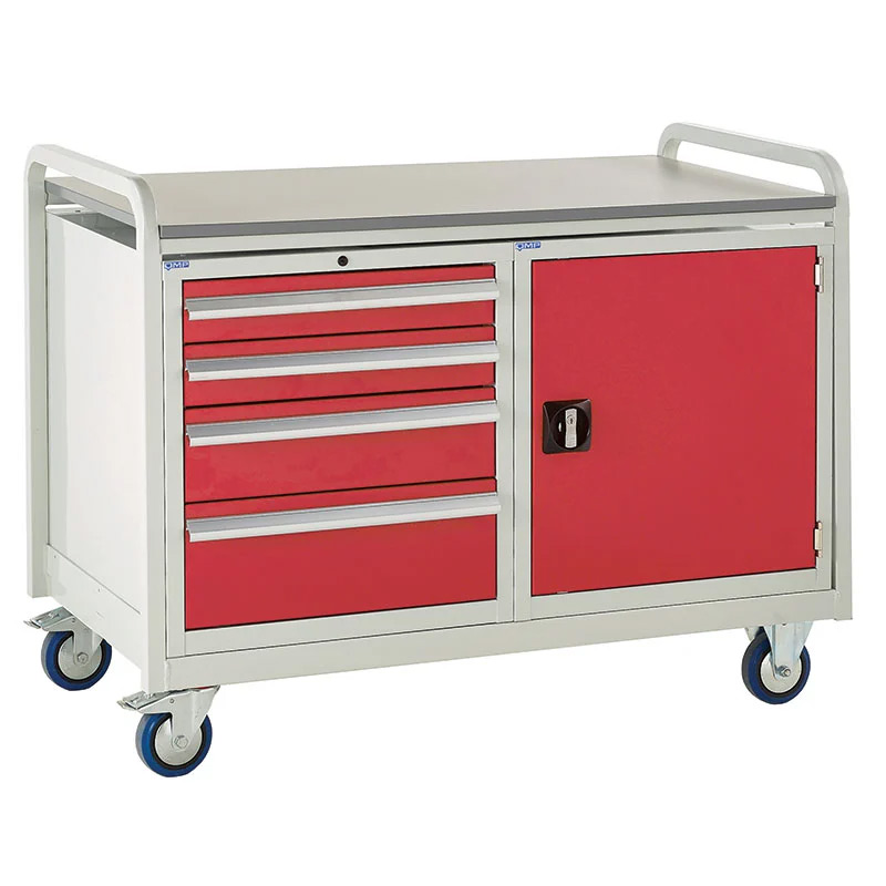 Euroslide Trolley Kit - Laminate Top, 1x500mm Cupboard & 4 Drawer Cabinet 2x100mm, 1x150mm & 1x200mm