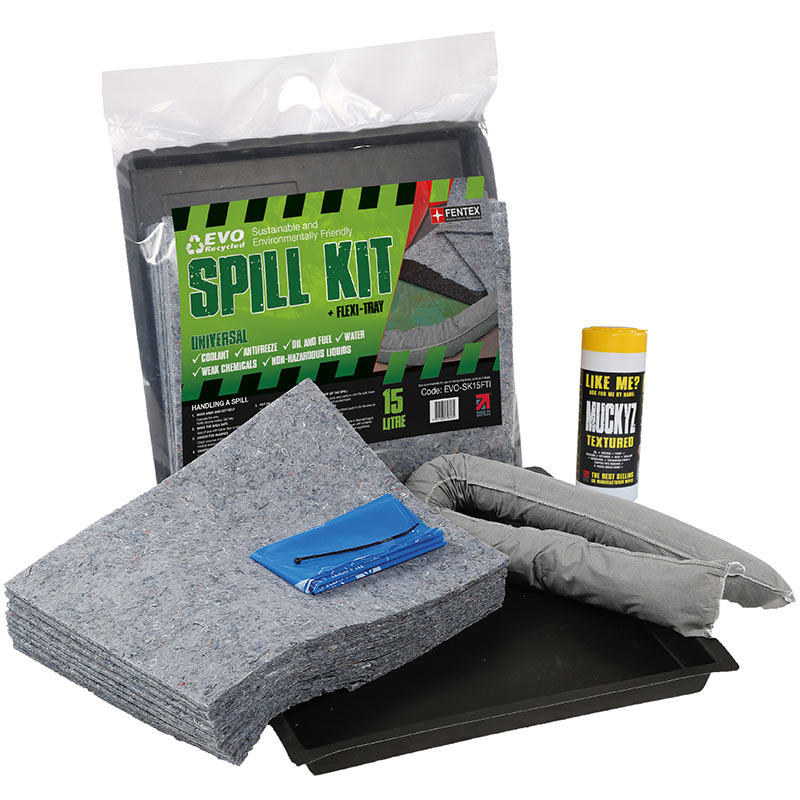 EVO Recycled 15L Spill Kit with 52 x 52cm flexi-tray