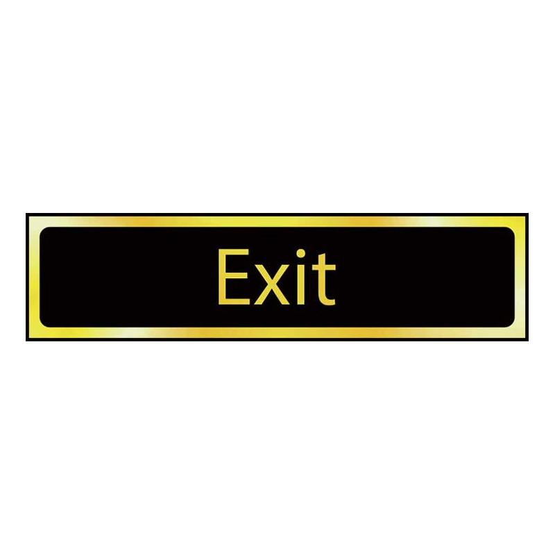 Exit Sign - Polished Gold & Black Effect Laminate with Self-Adhesive Backing - 50 x 200mm