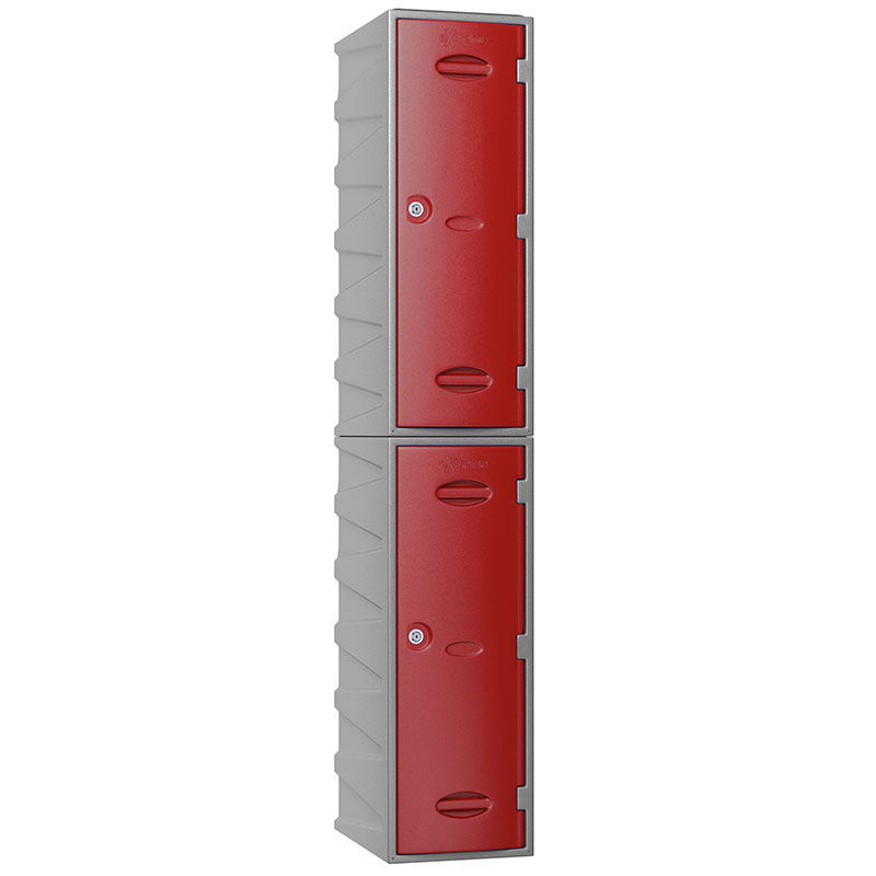 2 Tier Extreme Plastic Locker - Red Doors