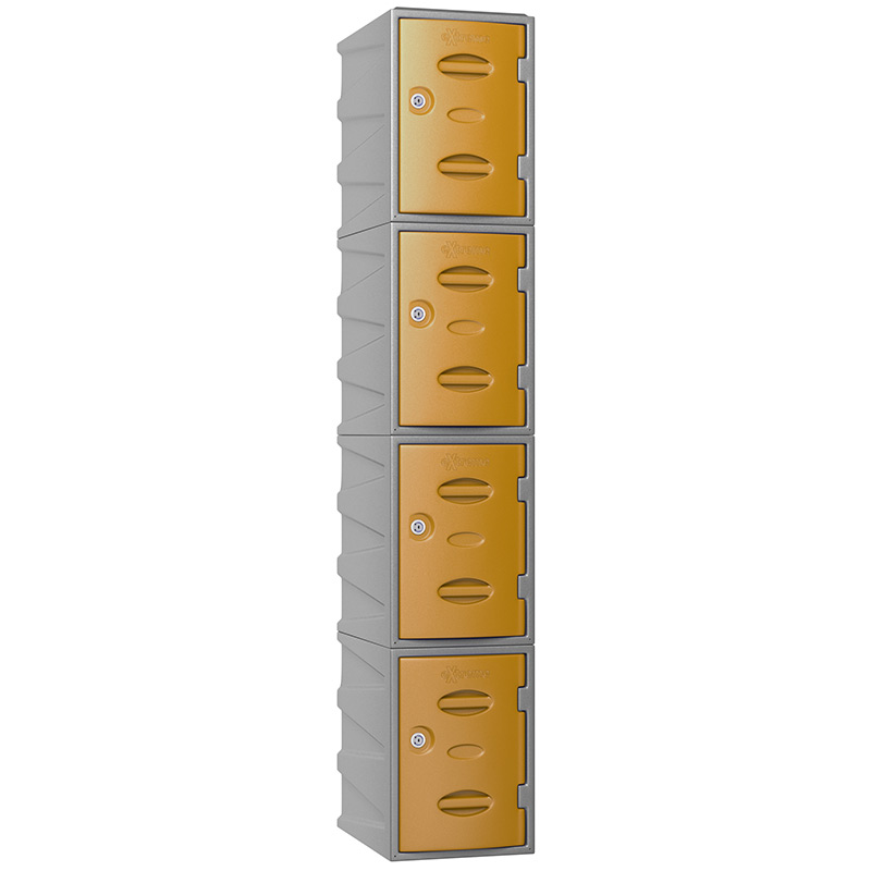 4 Tier Extreme Plastic Locker - Yellow Doors