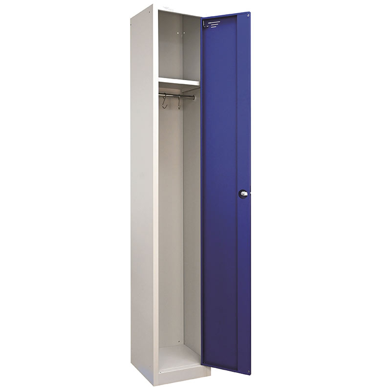 Fast Delivery Flat Top Self Assembly 1 Door Metal Locker - Blue Door & Light Grey Carcass
