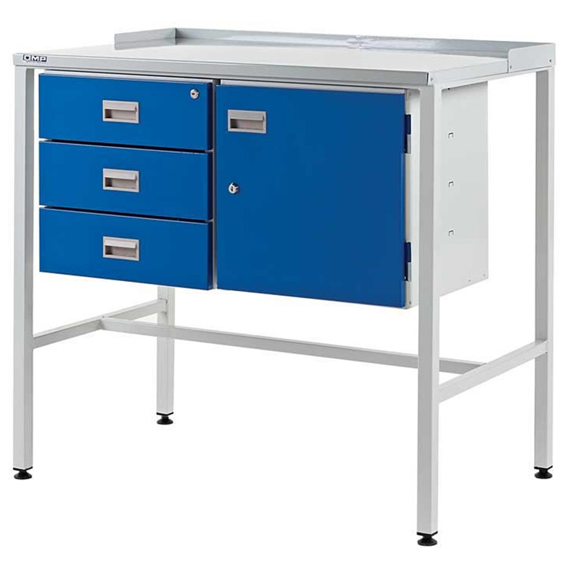 Flat Workstation, Triple Drawer and Cupboard 920mm H x 460mm D