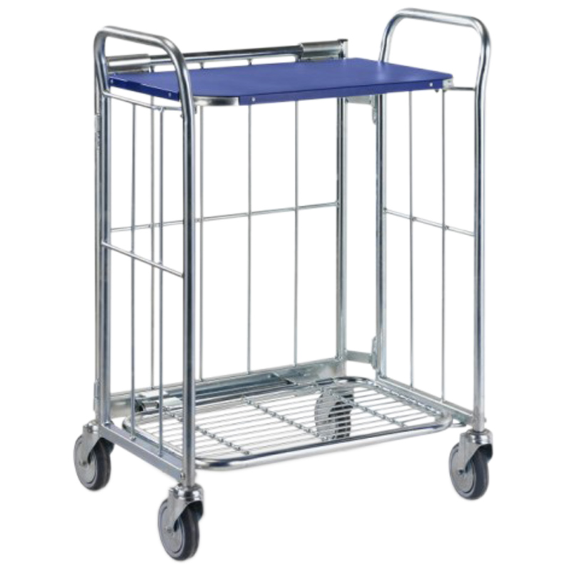 Fold Away Stock Trolley with Blue Shelf - 1030 x 730 x 490mm (H x W x D) - 100kg capacity  