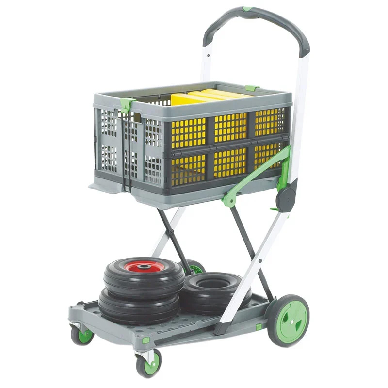Plastic & Aluminium Folding Clax Trolley with Box - Green