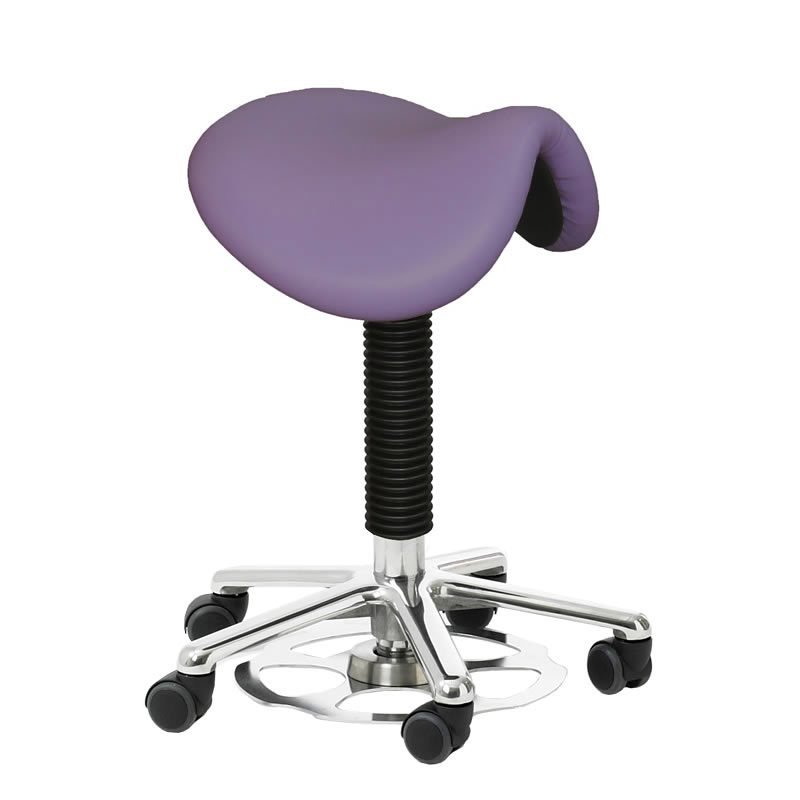 Saddle Stool, with seat tilt and foot operated height adjustment - upholstered