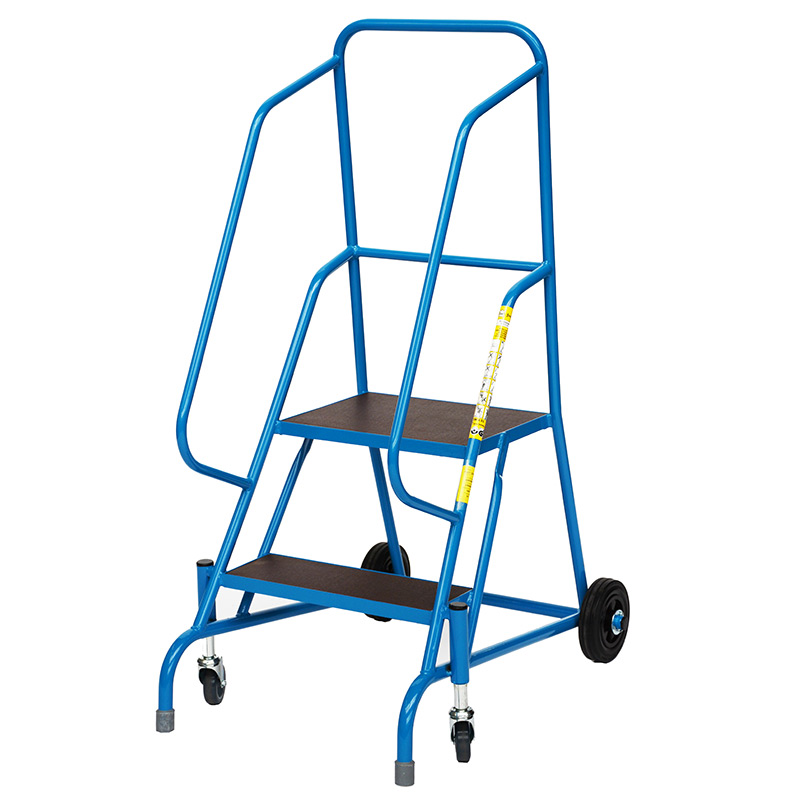 Spring Mobile Safety Steps - 2 phenolic non-slip treads - platform height 500mm - EN-131 & DGUV Tested