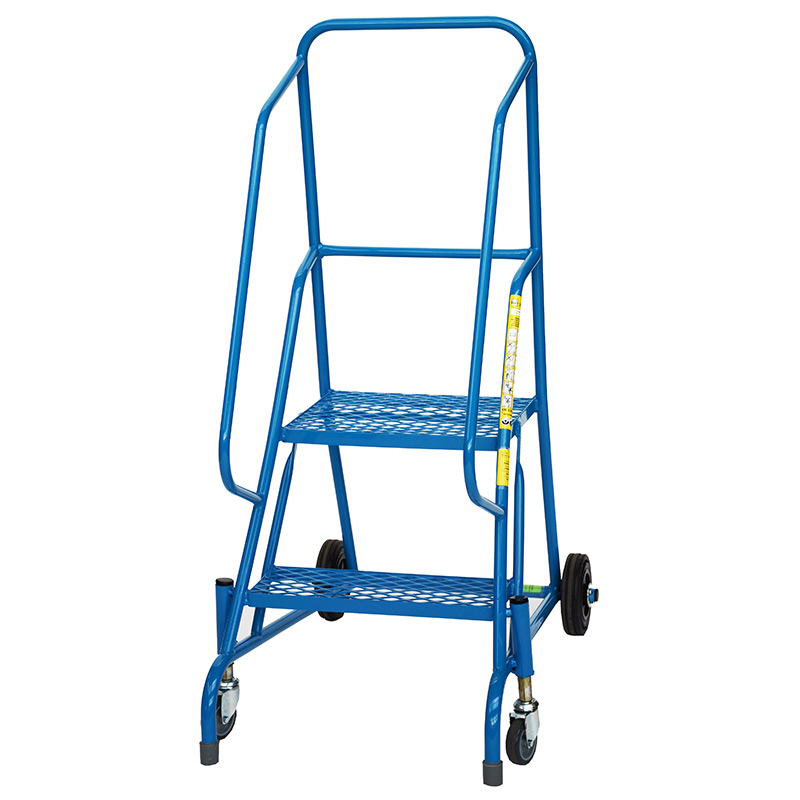 Spring Mobile Safety Steps - 2 expanded steel treads - platform height 500mm - EN-131 & DGUV Tested