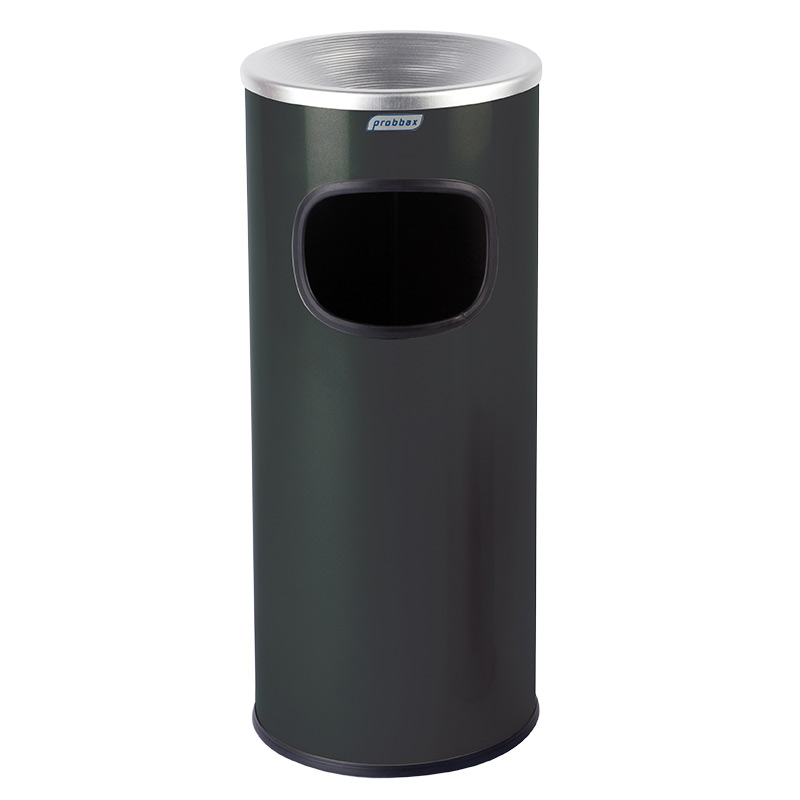 Freestanding 30L Galvanised Cigarette Bin with Ashtray - Black