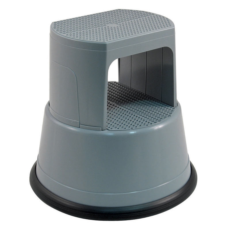  Grey Plastic 2-Step Kick Step Stool