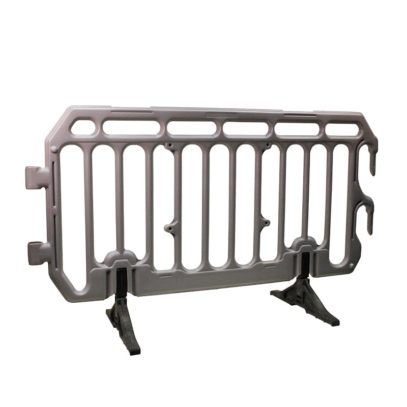 Plastic crowd control barrier - 1100 x 2000 x 50 - Completely recyclable - grey - Reduced theft as no scrap value
