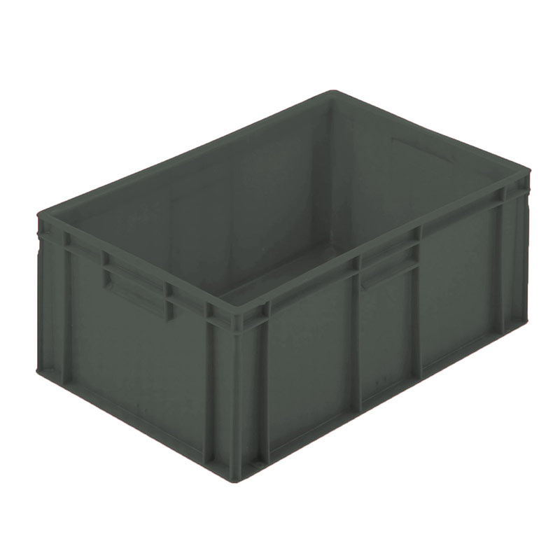 Stacking Euro Container solid sides & base closed handles - Grey 45L - 235 x 600 x 400mm - pack of 5