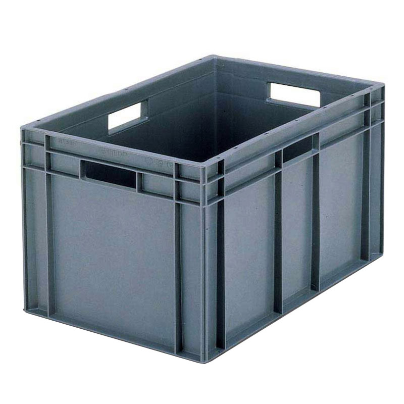 Stacking Euro Container solid sides & base open handles - Grey 60L- 330 x 600 x 400mm - pack of 5