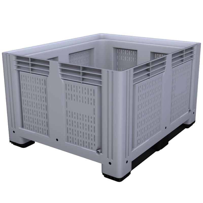 Grey Vented Plastic Box Pallet - 790 x 1200 x 1000mm