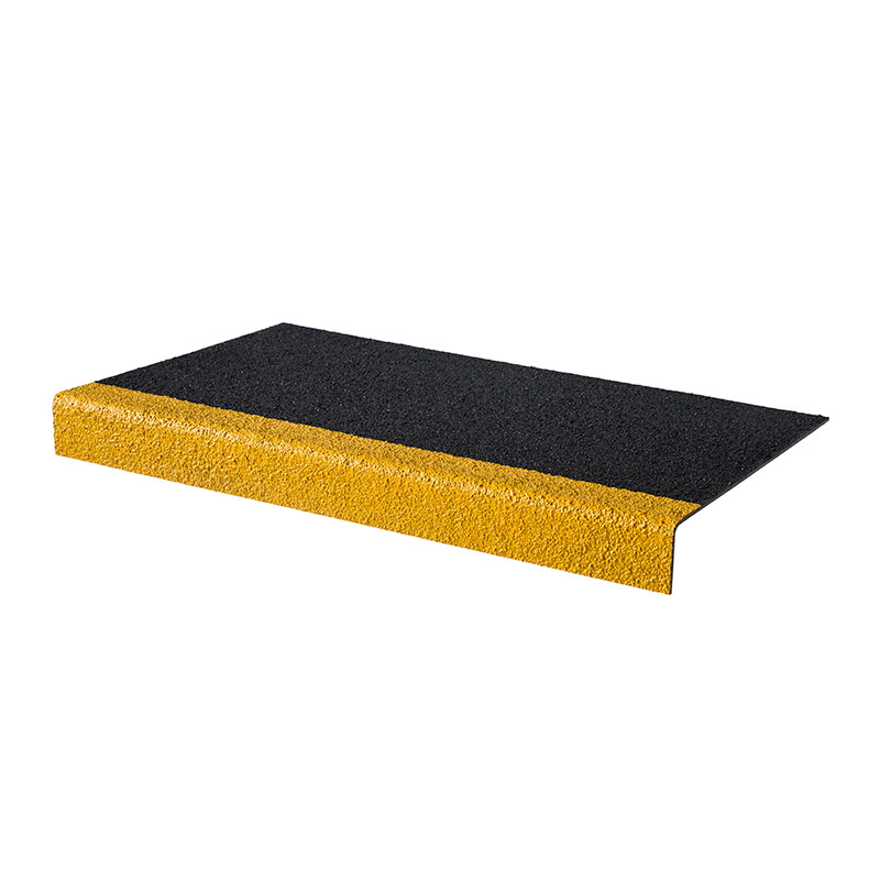 Anti-slip GRP stair tread 55 x 345 x 3000mm - black & yellow