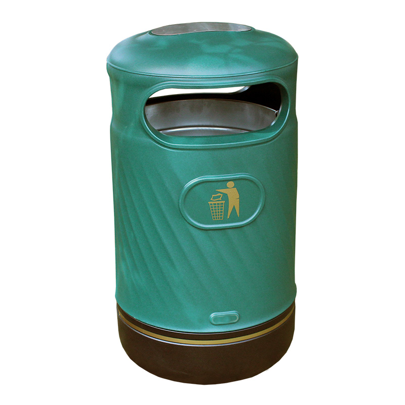 Harribin 100L outdoor litter bin with stubber plate - dark green
