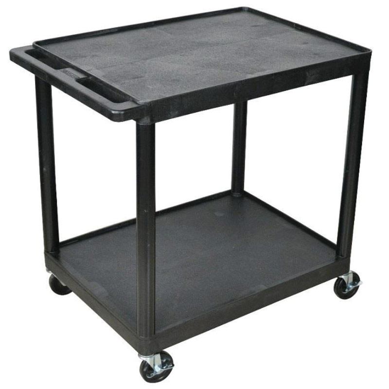 Heavy-Duty 2 Tier Plastic Trolley With 2 Flat Shelves - 150kg Capacity