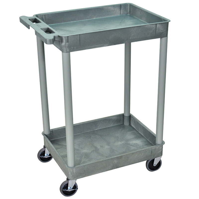 Heavy-Duty 2 Tier Plastic Trolley With 2 Tray Shelves - 150kg Capacity