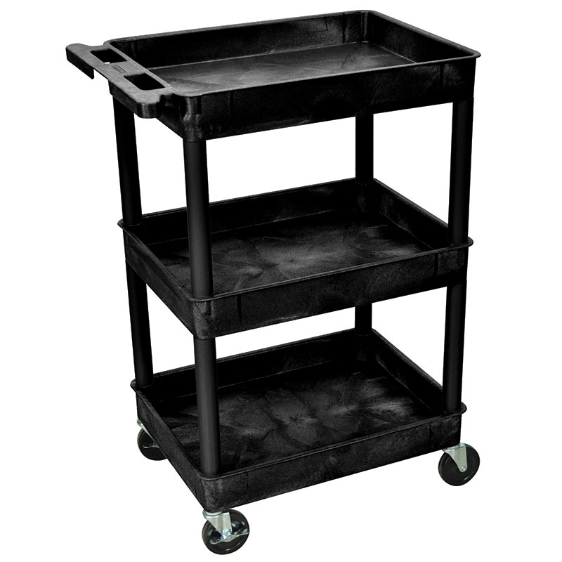  Heavy-Duty 3 Tier Plastic Trolley with 3 Tray Shelves - 150kg Capacity