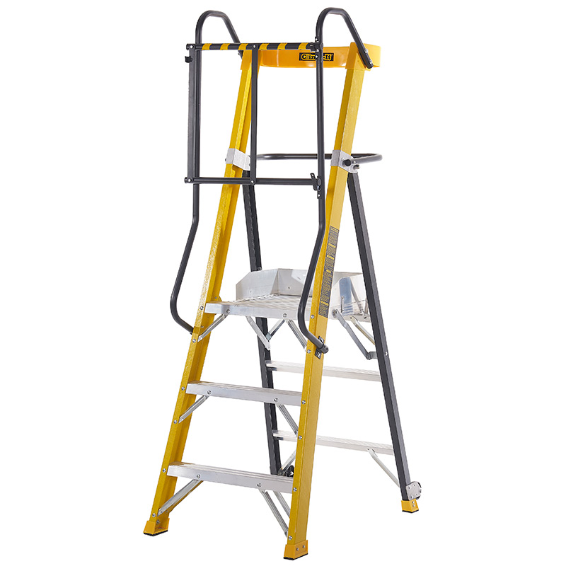 Heavy-Duty 3-Tread Glass Fibre Podium Stepladder - EN131 Professional Rated