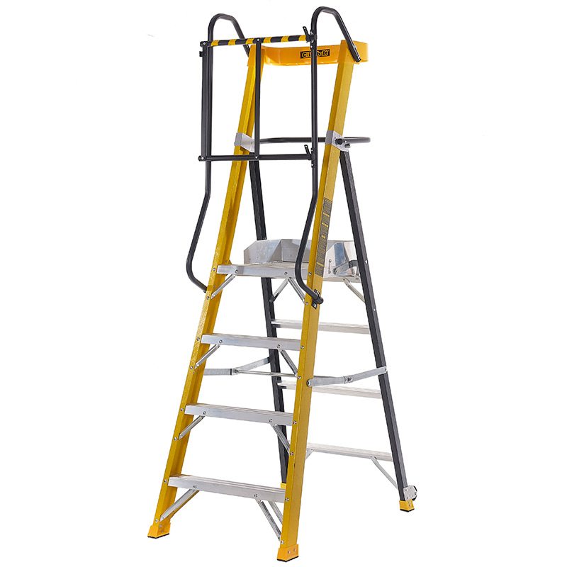 Heavy-Duty 4-Tread Glass Fibre Podium Stepladder - EN131 Professional Rated