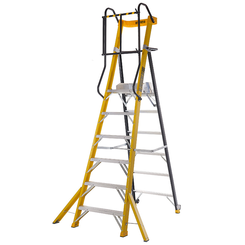 Heavy-Duty 6-Tread Glass Fibre Podium Stepladder - EN131 Professional Rated