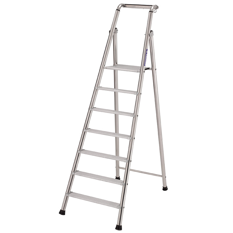 Heavy-Duty 7-Tread Aluminium Step Ladder - 1670mm Platform Height - EN131 Compliant & GS Approved