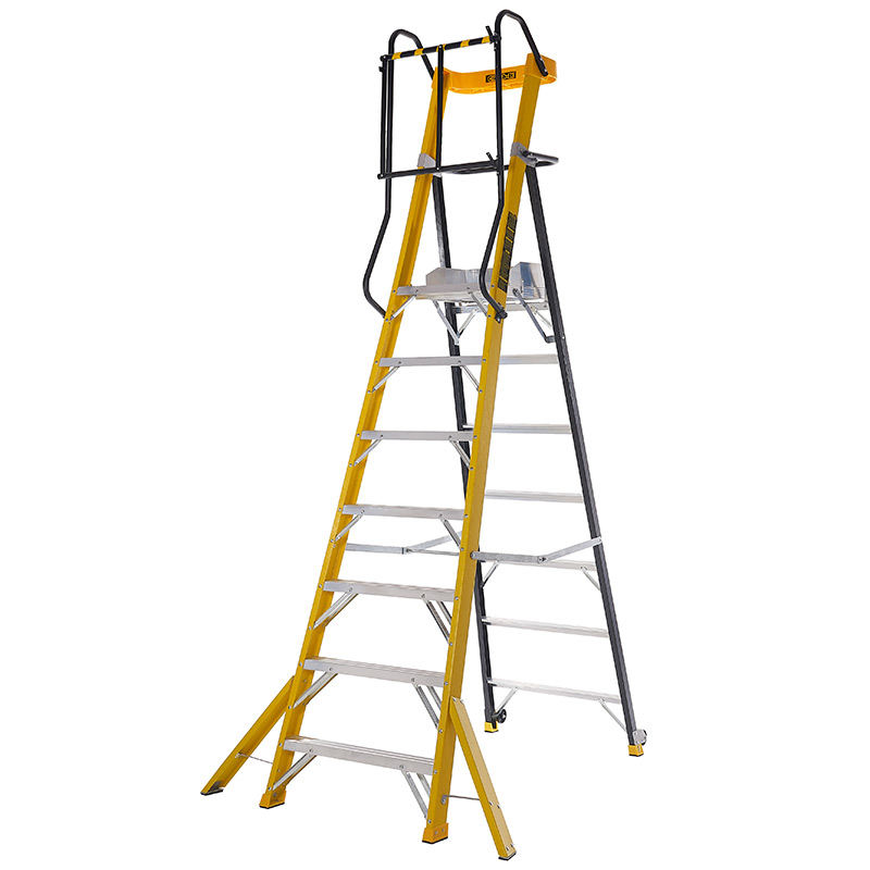 Heavy-Duty 7-Tread Glass Fibre Podium Stepladder - EN131 Professional Rated