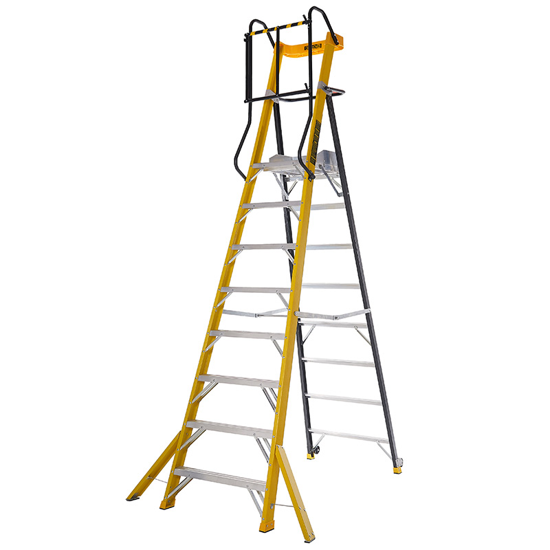 Heavy-Duty 8-Tread Glass Fibre Podium Stepladder - EN131 Professional Rated