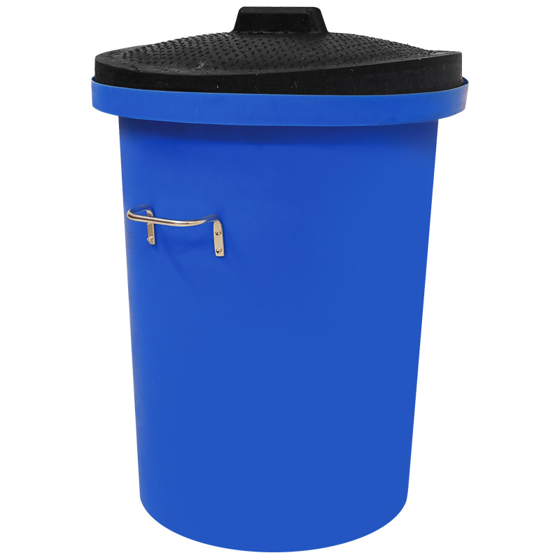 96L Heavy-Duty Blue Dustbin with Black Rubber Lid