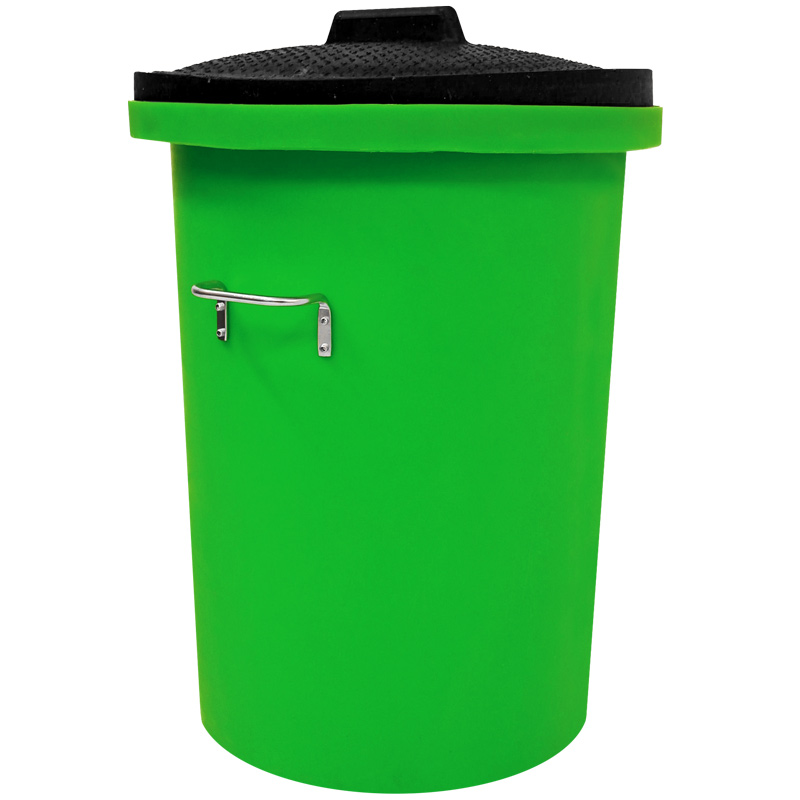 96L Heavy-Duty Green Dustbin with Black Rubber Lid
