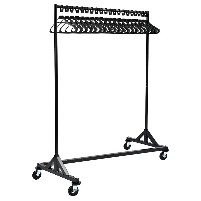 Heavy Duty Garment Z-Rack, 113kg, 1890H x 1475L x 610D, 20 Black Anti-theft Hangers 