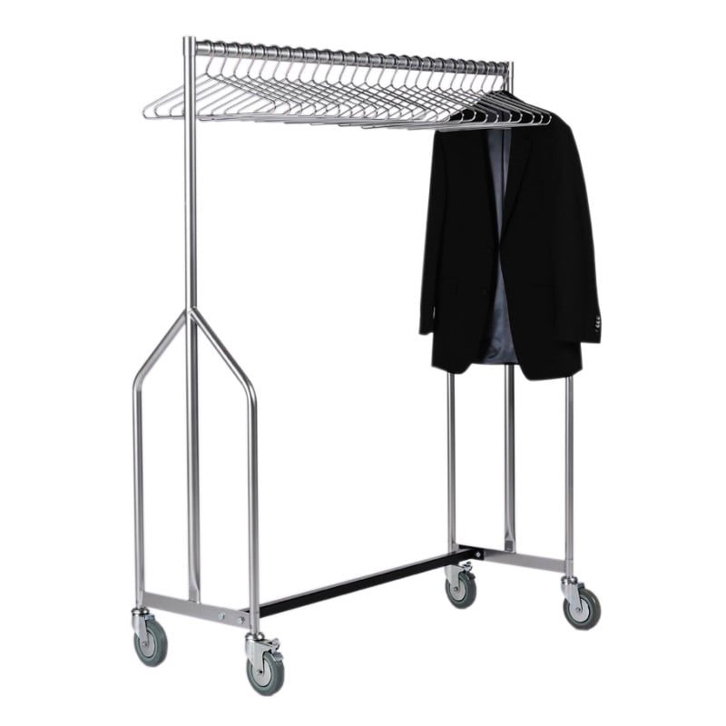  Heavy Duty Nesting Garment Rail + 25 Chrome Steel Hook Hangers