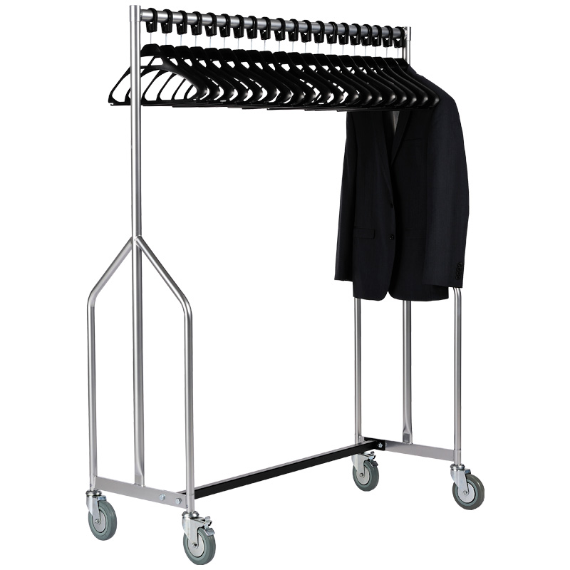 Heavy Duty Nesting Garment Rail + 20 Black Polypropylene Anti-Theft Hangers