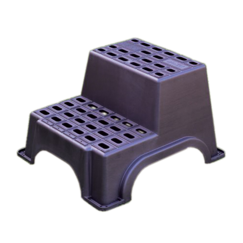 Heavy-duty plastic 2 step safety step stool - 220mm deep tread