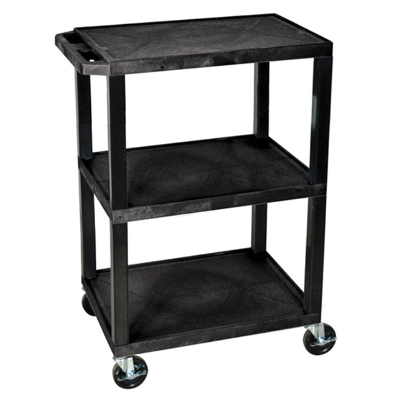 Heavy-Duty 3 Tier Plastic Trolley with 3 Flat shelves - 150kg Capacity