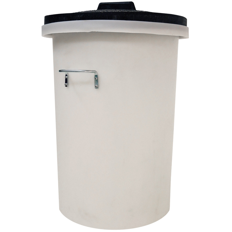 96L Heavy-Duty White Dustbin with Black Rubber Lid