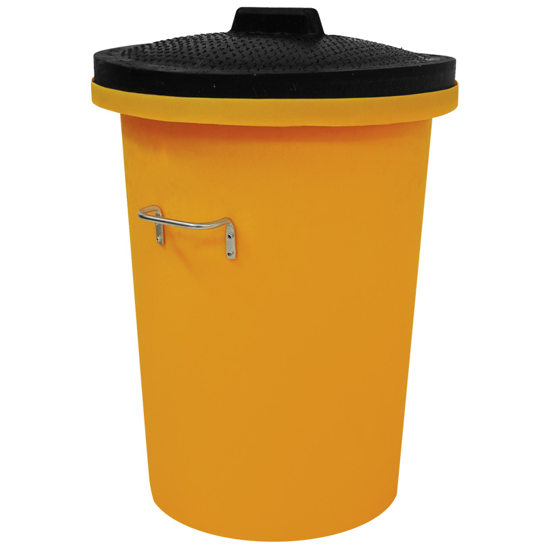 96L Heavy-Duty Yellow Dustbin with Black Rubber Lid