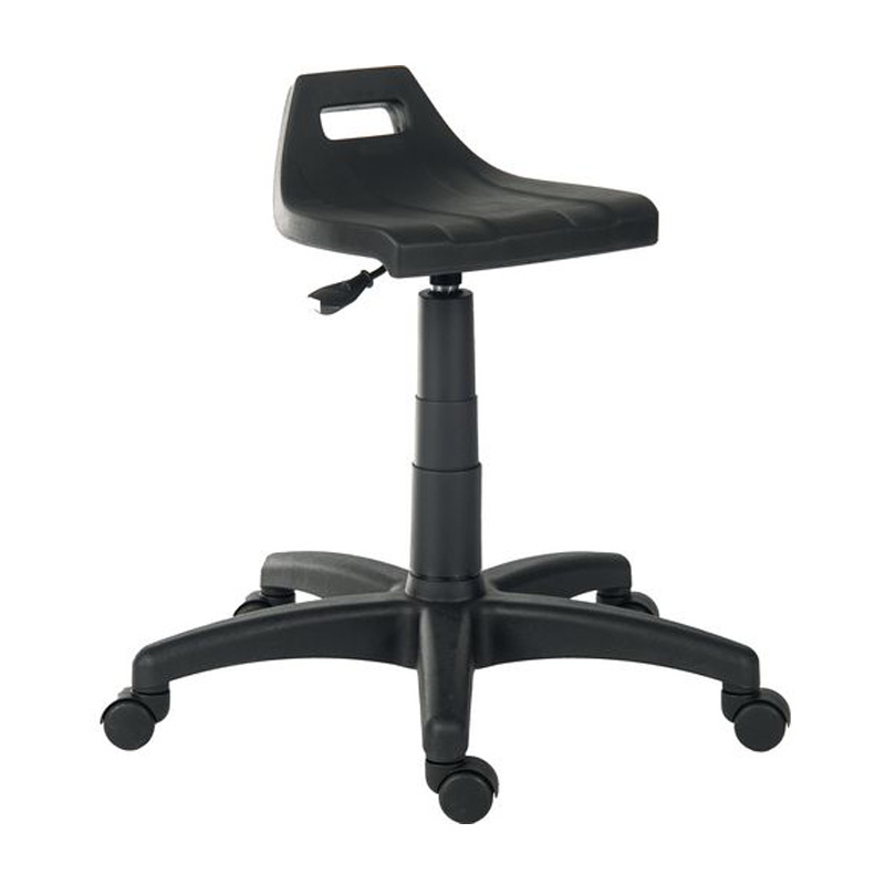 Industrial sit/stand stool with back rest -  Seat height: 430-530mm
