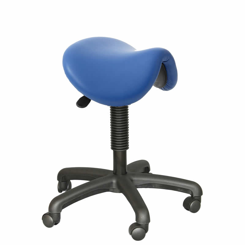Height Adjustable Saddle Stool, upholstered, seat height 550mm to 740mm
