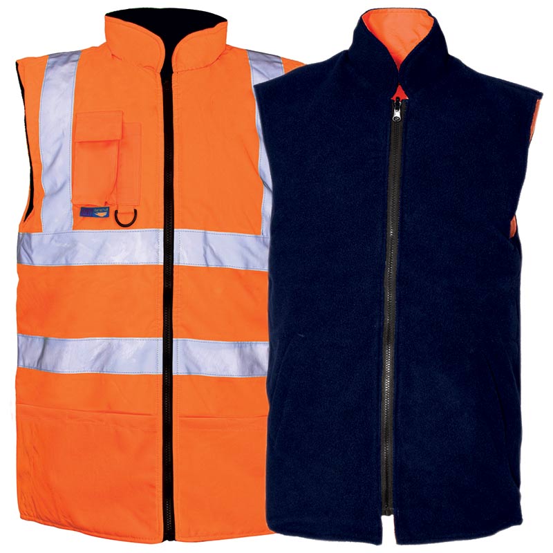 Hi-Vis Orange Unisex Reversible Body Warmer - Size 2x Extra Large