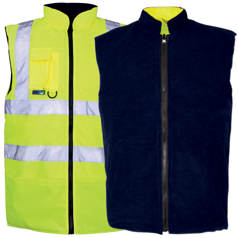 Hi-Vis Yellow Unisex Reversible Body Warmer - Size 2x Extra Large