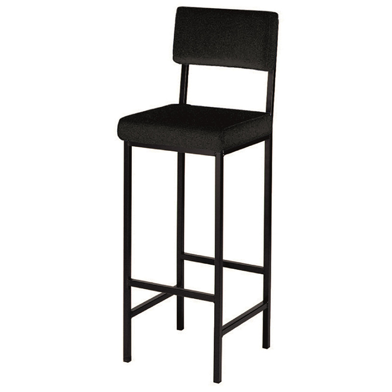 High Stool with Black Fabric Padded Seat & Back Support  - height 760mm