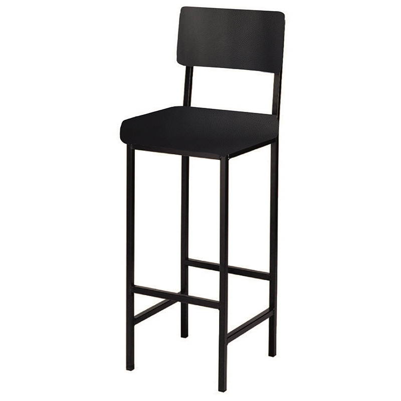 High Stool with Anti-Microbial Black Vinyl Padded Seat & Back Support - height 760mm