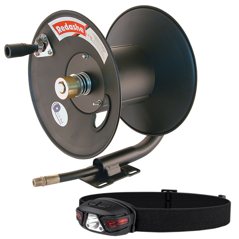 Reelworks Manual Rewind Hose Reel with Free Rechargable Head Light 