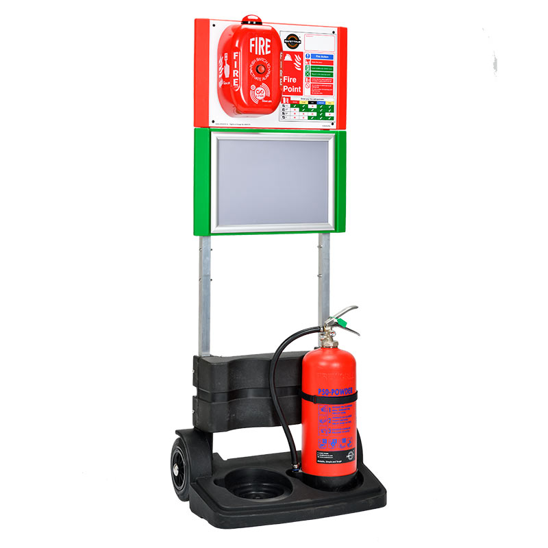 SafetyHub Fire Post with 2 Sign Boards & Fire Extinguisher Stand