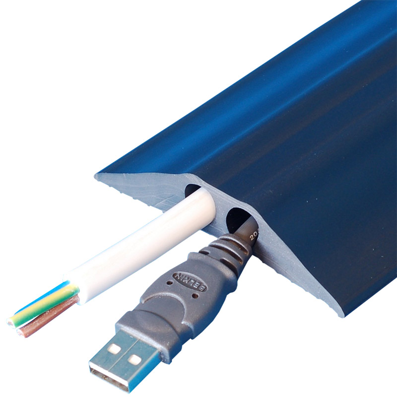 Indoor Cable Cover - Black - 2 Holes 11mm dia. Overall Dimensions 15 x 81 x 9000mm