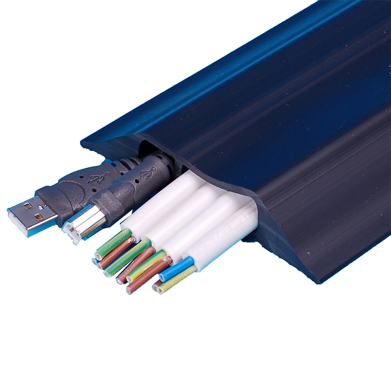 Indoor Cable Cover - Black - 2 Holes, 12 x 32mm & 12 x 16mm - Overall Dimensions 20 x 110 x 9000mm