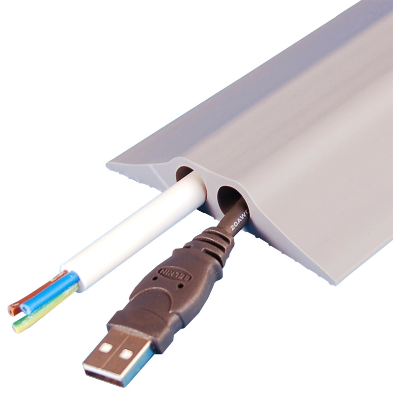Indoor Cable Cover - Grey - 2 Holes 11mm dia. Overall Dimensions 15 x 81 x 9000mm