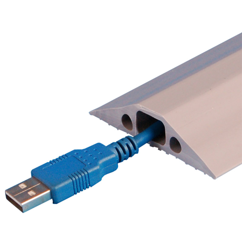 Indoor Cable Cover - Grey - 1 Hole 16 x 8mm - Overall Dimensions 12 x 67 x 900mm